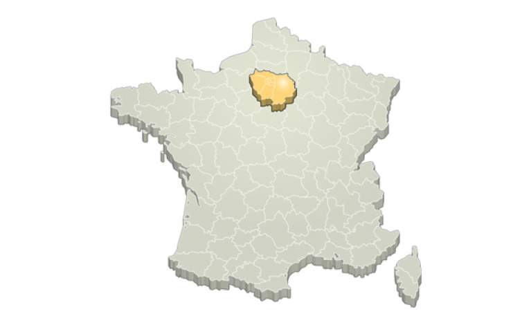 Zoom Ile de France sur carte France Métropolitaine 