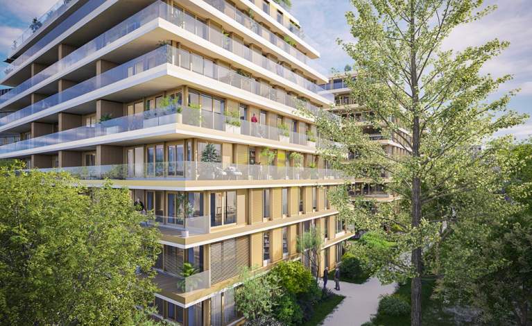 Terrasses en Seine - Perspective - coeur d'ilot - boulogne